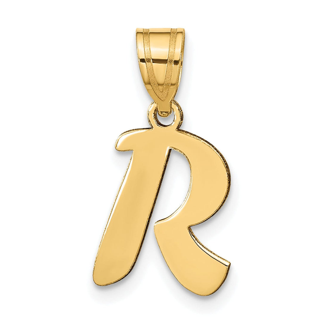 14k Yellow Gold Polished Finish Script Design Letter R Initial Pendant