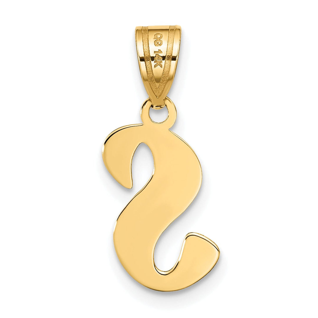 14k Yellow Gold Polished Finish Script Design Letter S Initial Pendant