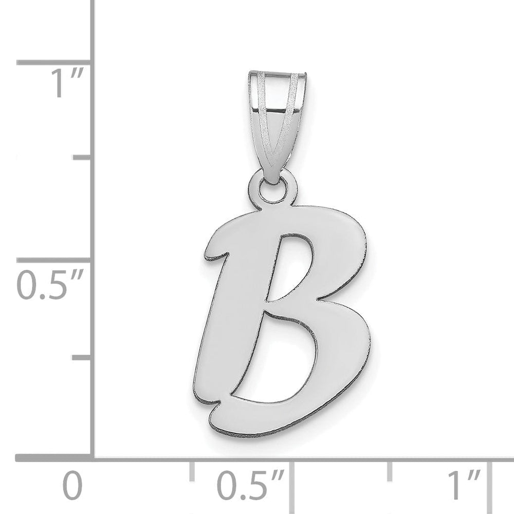 14k White Gold Script Design Letter B Initial Pendant