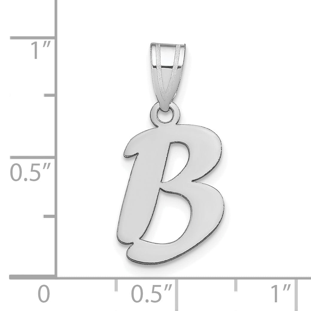 14k White Gold Script Design Letter B Initial Pendant