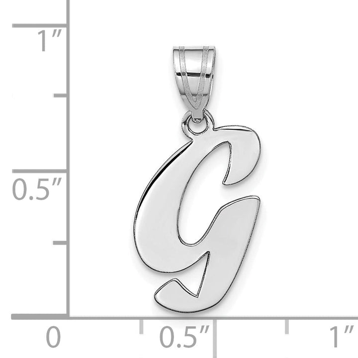 14k White Gold Script Design Letter G Initial Pendant