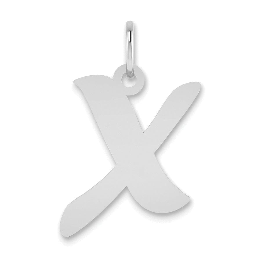 14k White Gold Script Design Letter X Initial Pendant