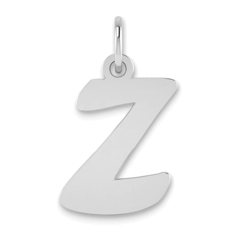 14k White Gold Script Design Letter Z Initial Pendant