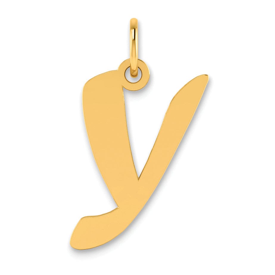14k Yellow Gold Polished Finish Script Design Letter Y Initial Pendant