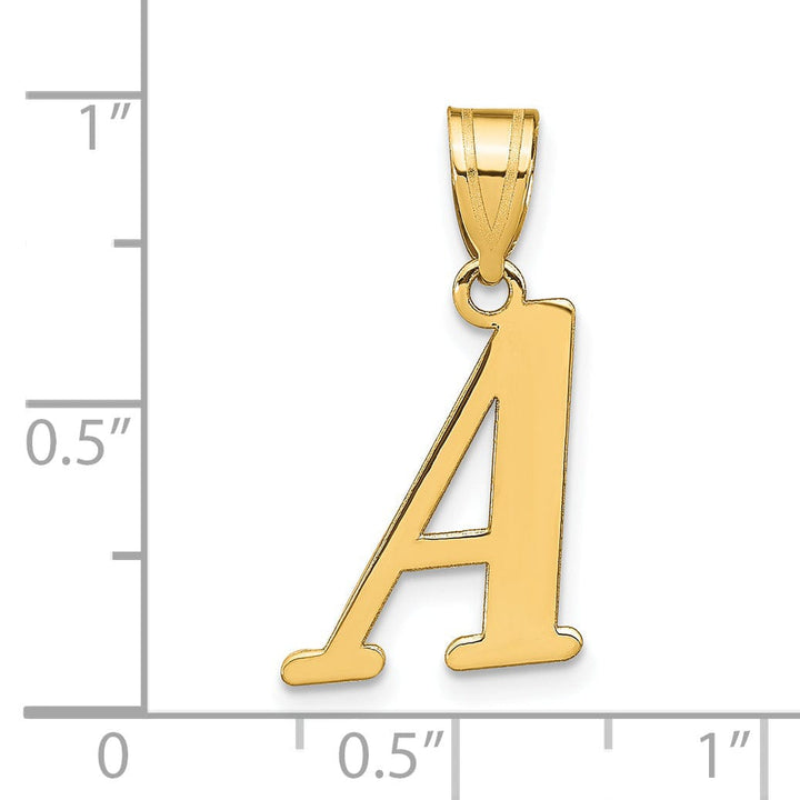 14k Yellow Gold Slanted Design Letter A Initial Charm Pendant