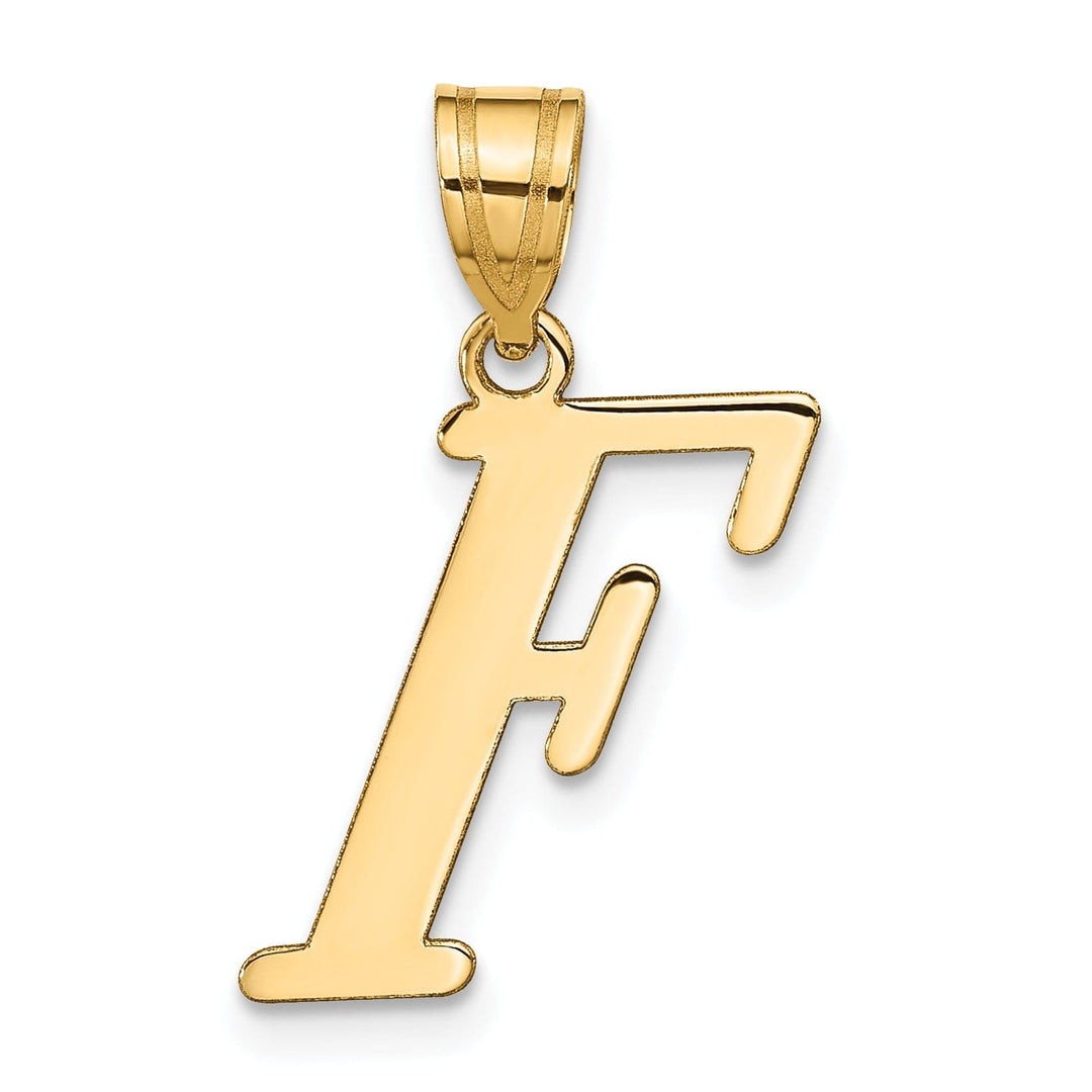 14k Yellow Gold Slanted Design Letter F Initial Charm Pendant