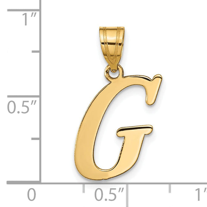 14k Yellow Gold Slanted Design Letter G Initial Charm Pendant