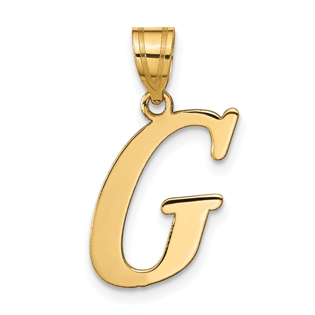 14k Yellow Gold Slanted Design Letter G Initial Charm Pendant