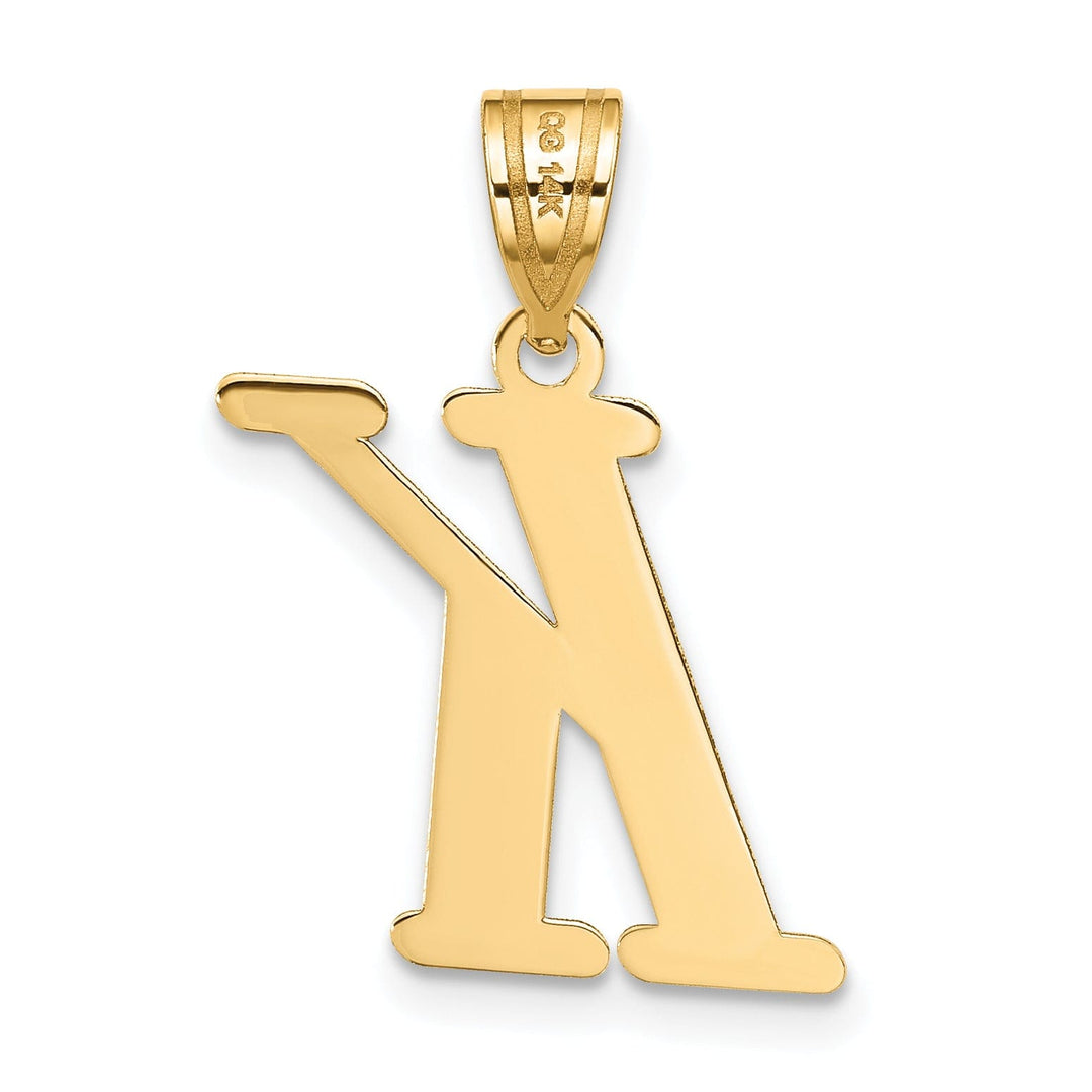 14k Yellow Gold Slanted Design Letter K Initial Charm Pendant