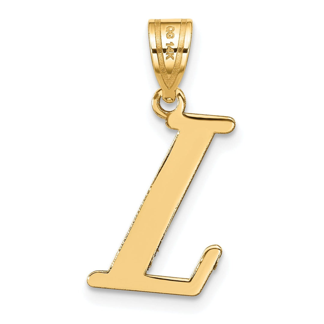 14k Yellow Gold Slanted Design Letter L Initial Charm Pendant