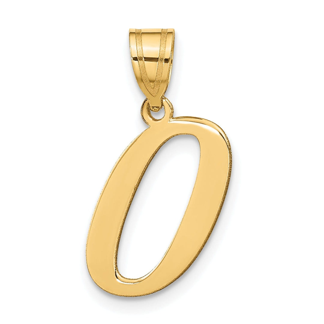 14k Yellow Gold Slanted Design Letter O Initial Charm Pendant