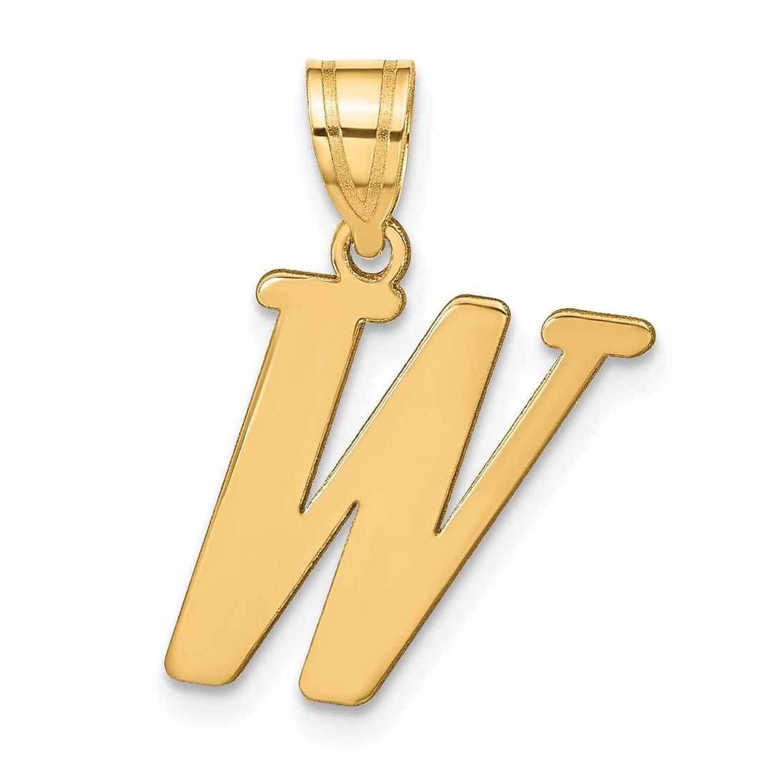 14k Yellow Gold Slanted Design Letter W Initial Charm Pendant