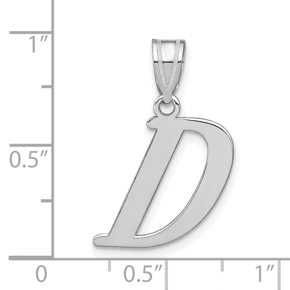 14k White Gold Slanted Design Letter D Initial Charm Pendant