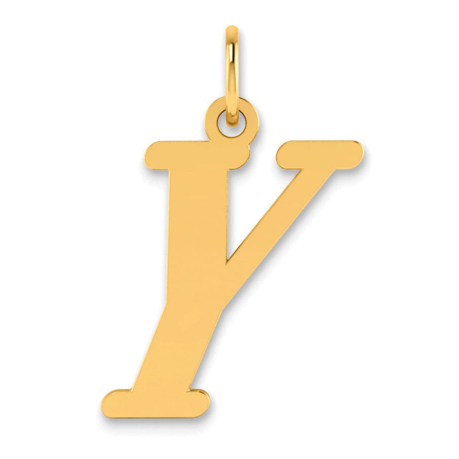 14k Yellow Gold Slanted Design Letter Y Initial Charm Pendant
