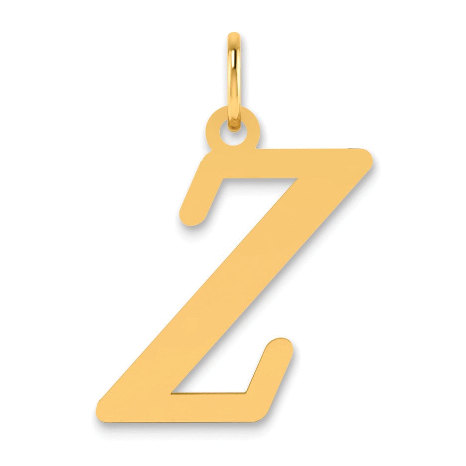 14k Yellow Gold Slanted Design Letter Z Initial Charm Pendant