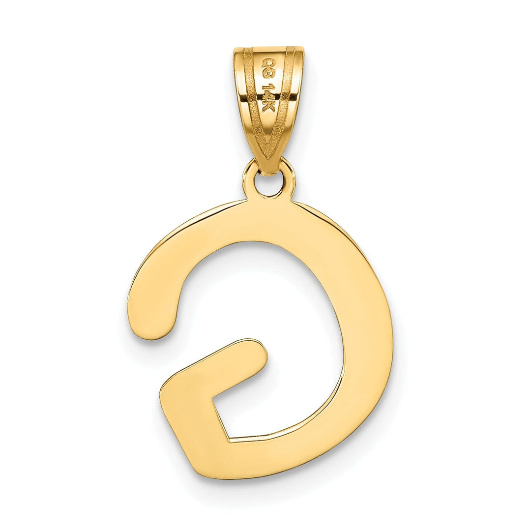 14k Yellow Gold Slanted Design Bubble Letter G Initial Pendant