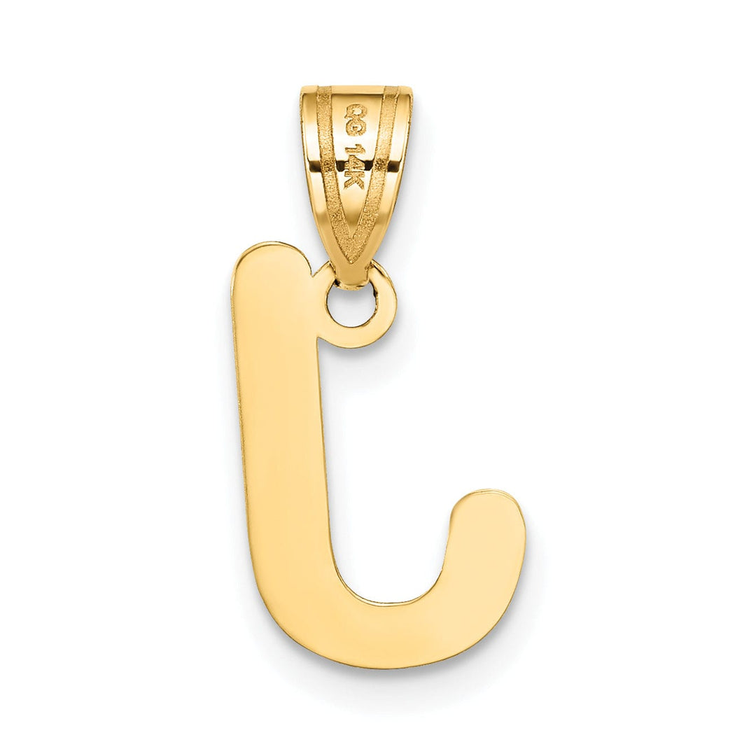 14k Yellow Gold Slanted Design Bubble Letter J Initial Pendant