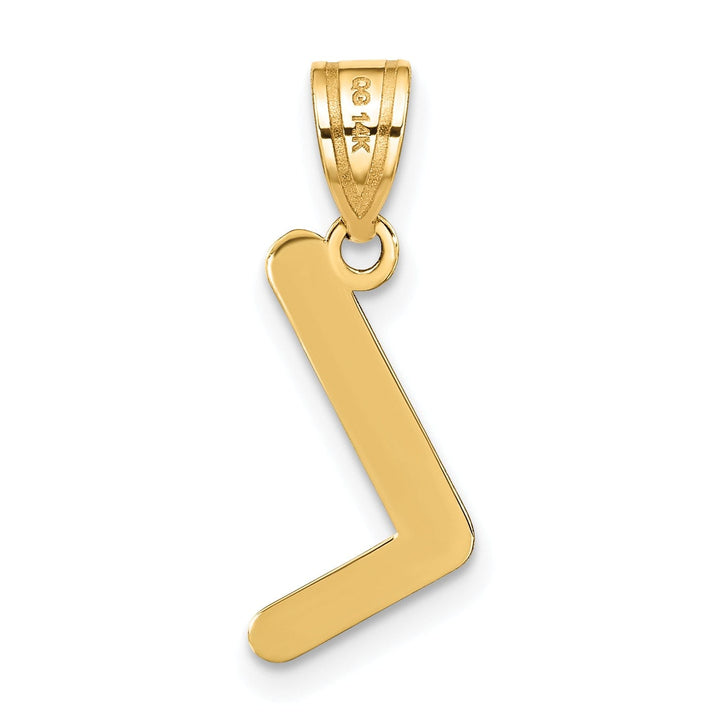14k Yellow Gold Slanted Design Bubble Letter L Initial Pendant