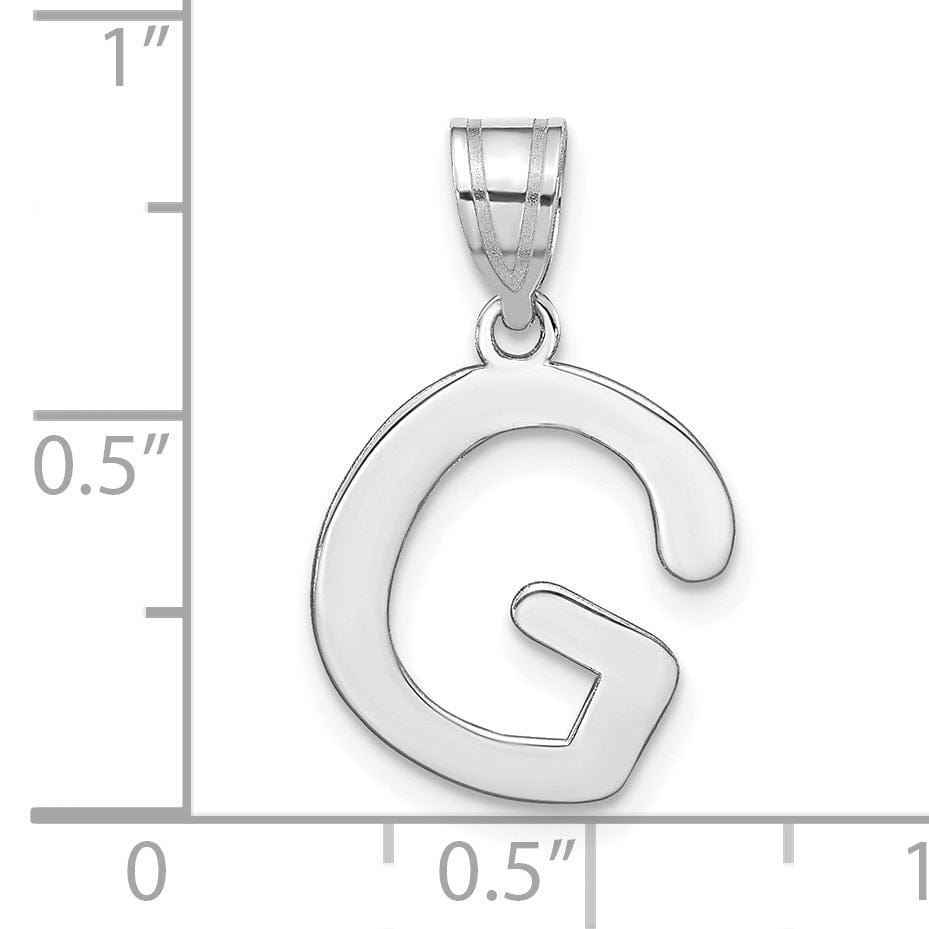 14k White Gold Slanted Design Bubble Letter G Initial Charm Pendant