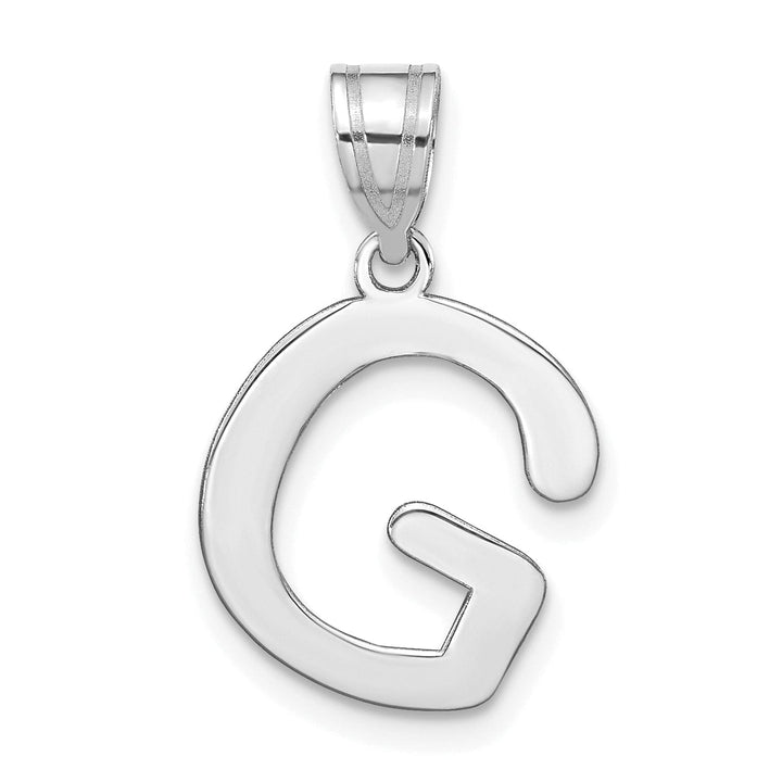 14k White Gold Slanted Design Bubble Letter G Initial Charm Pendant