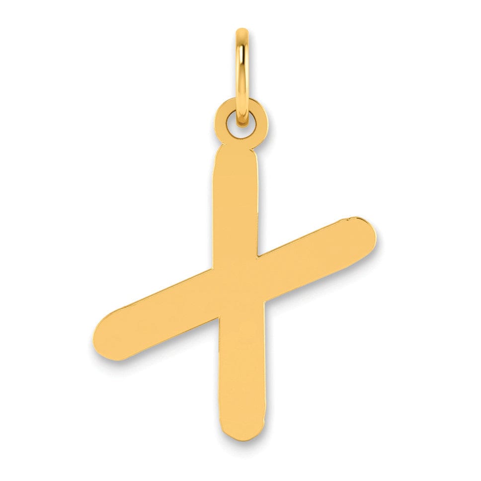 14k Yellow Gold Slanted Design Bubble Letter X Initial Pendant