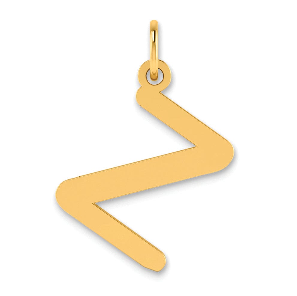 14k Yellow Gold Slanted Design Bubble Letter Z Initial Pendant