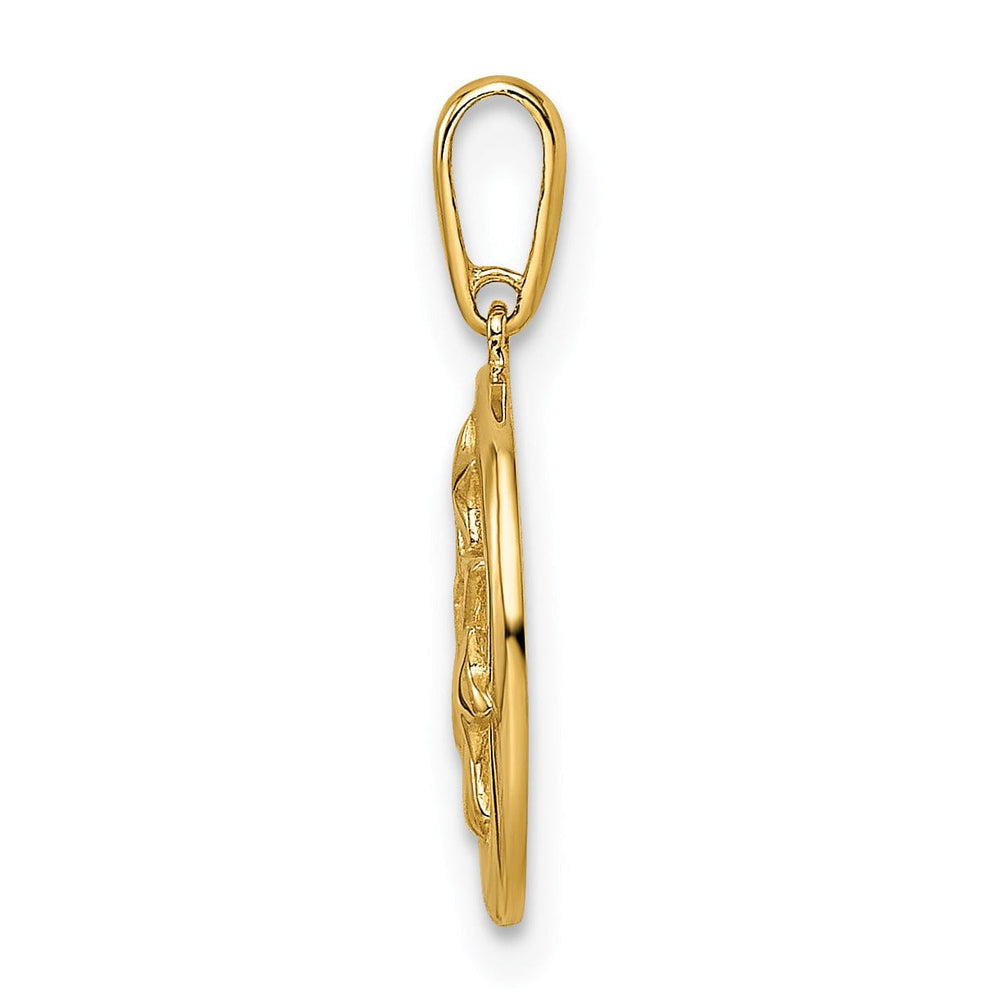 14k Yellow Gold Open Back Polished Finish Cubic Zirconia Stones Womens Stars Circular Design Charm Pendant