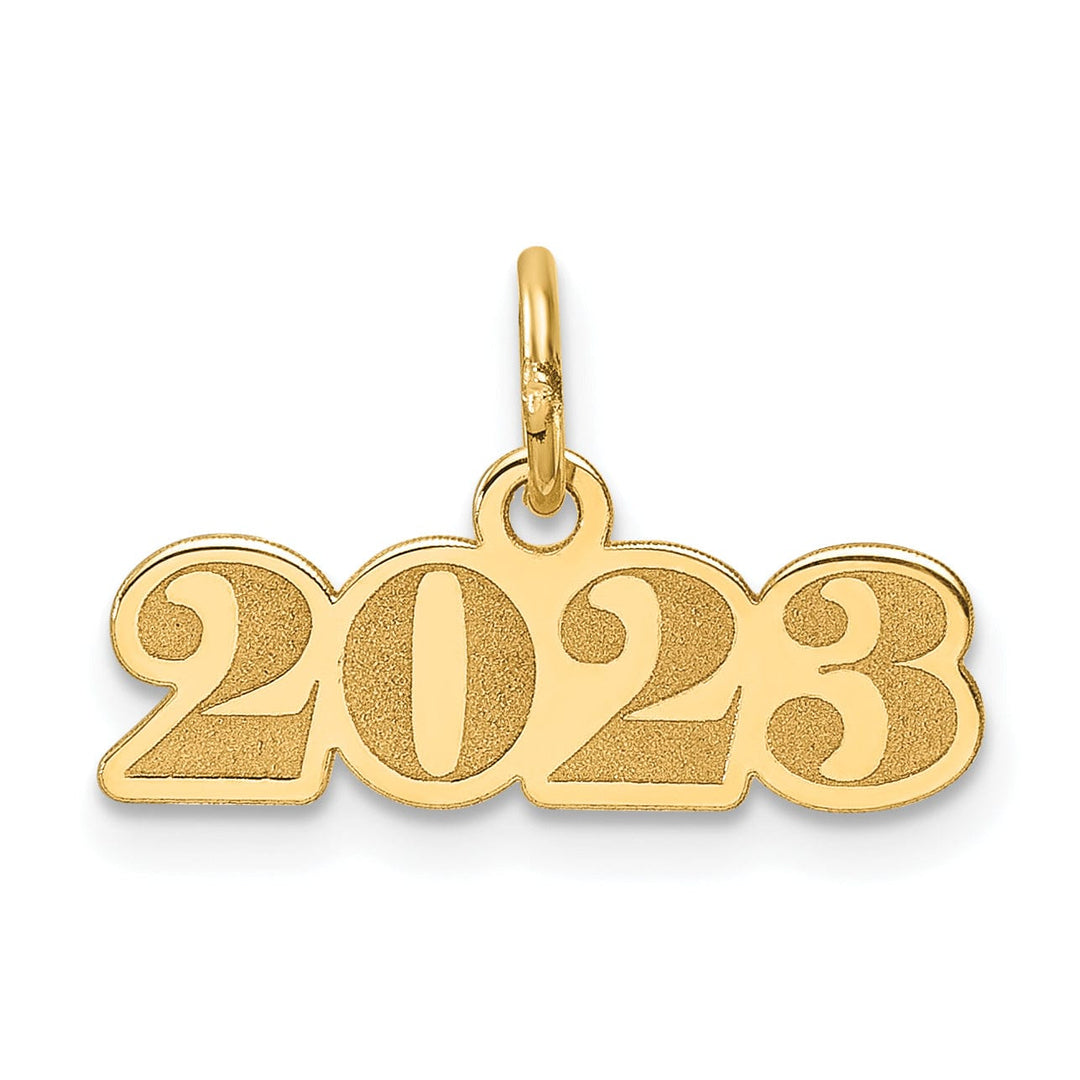 14K Yellow Gold Satin Finish 2023 Charm - Polished Accent
