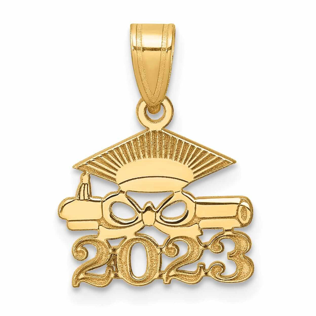14K Gold Graduation Cap Diploma 2023 Charm, Unisex, Polished Finish