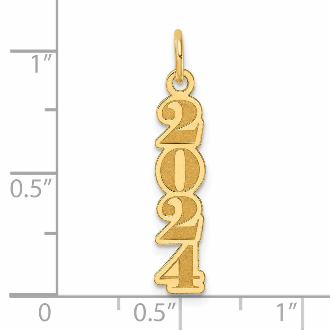 14K Gold Vertical Shape Design 2024 Charm, Unisex, Polished Finish