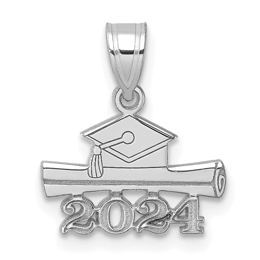 14K White Gold 2024 Graduation Cap & Diploma Charm, Unisex