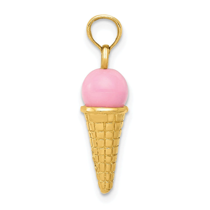 14k Yellow Gold Ice Cream Cone Charm Pendant