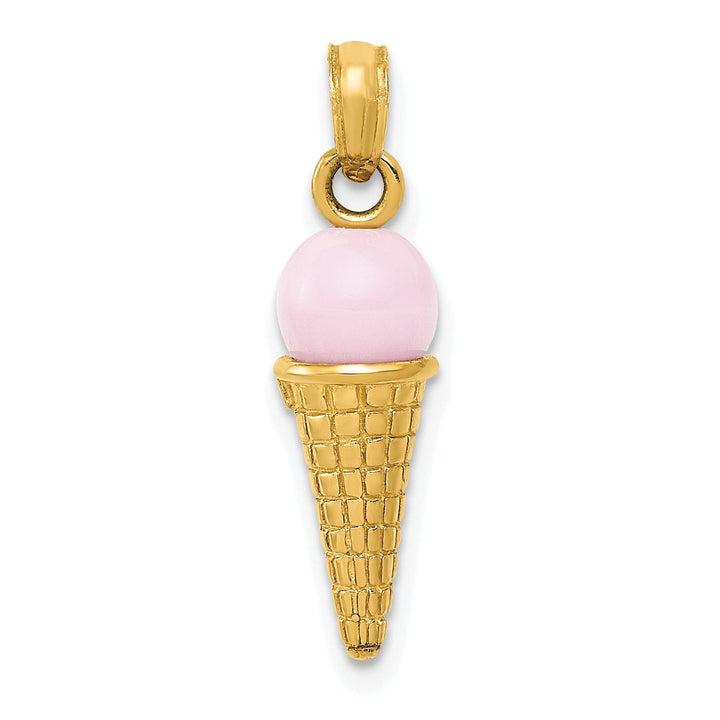 14k Yellow Gold Ice Cream Cone Charm Pendant