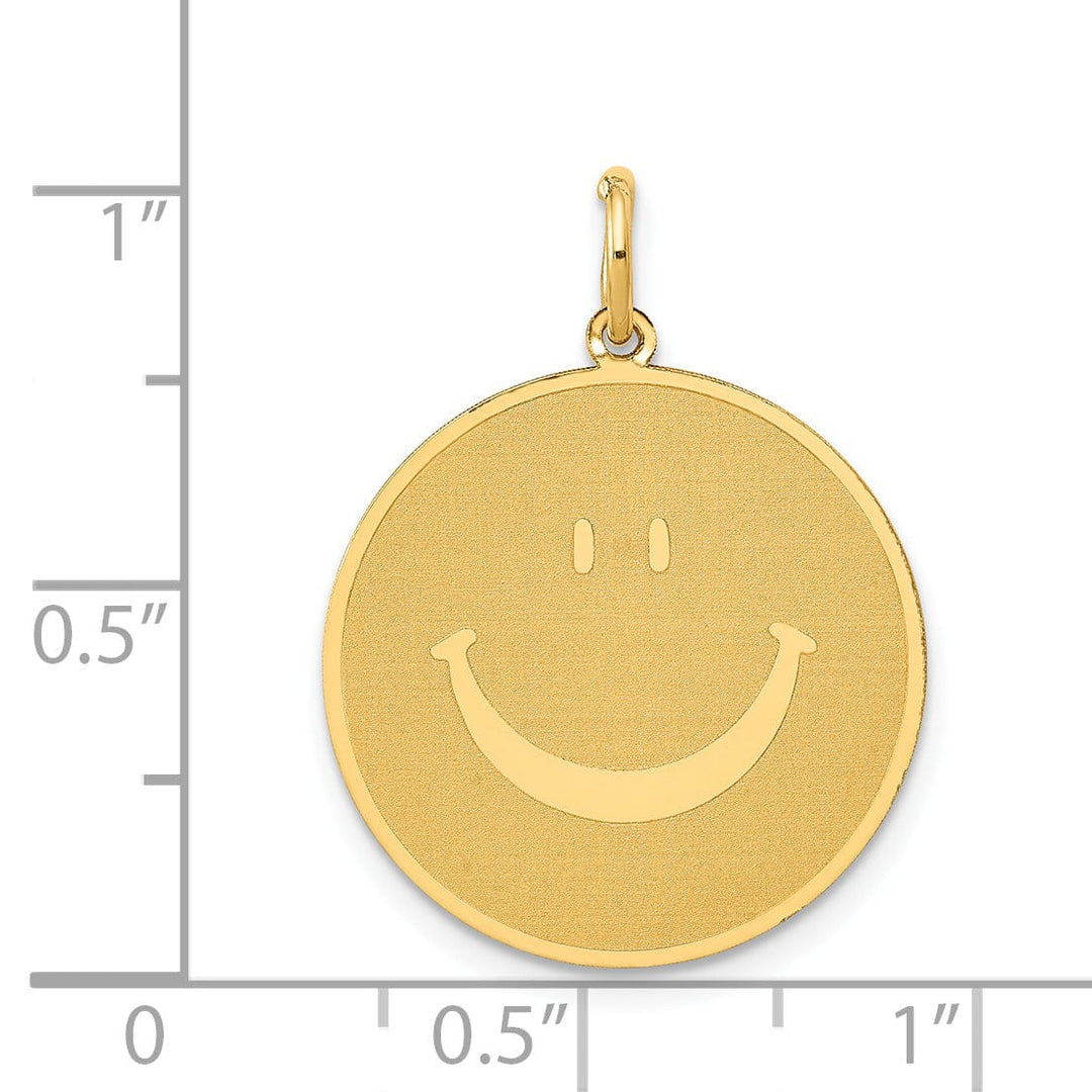 14k Yellow Gold Solid Smiley Face Charm Pendant