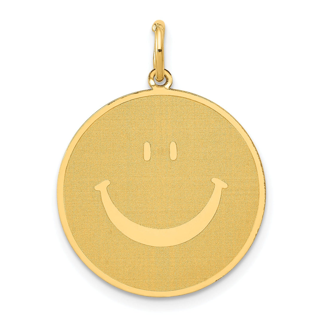 14k Yellow Gold Solid Smiley Face Charm Pendant