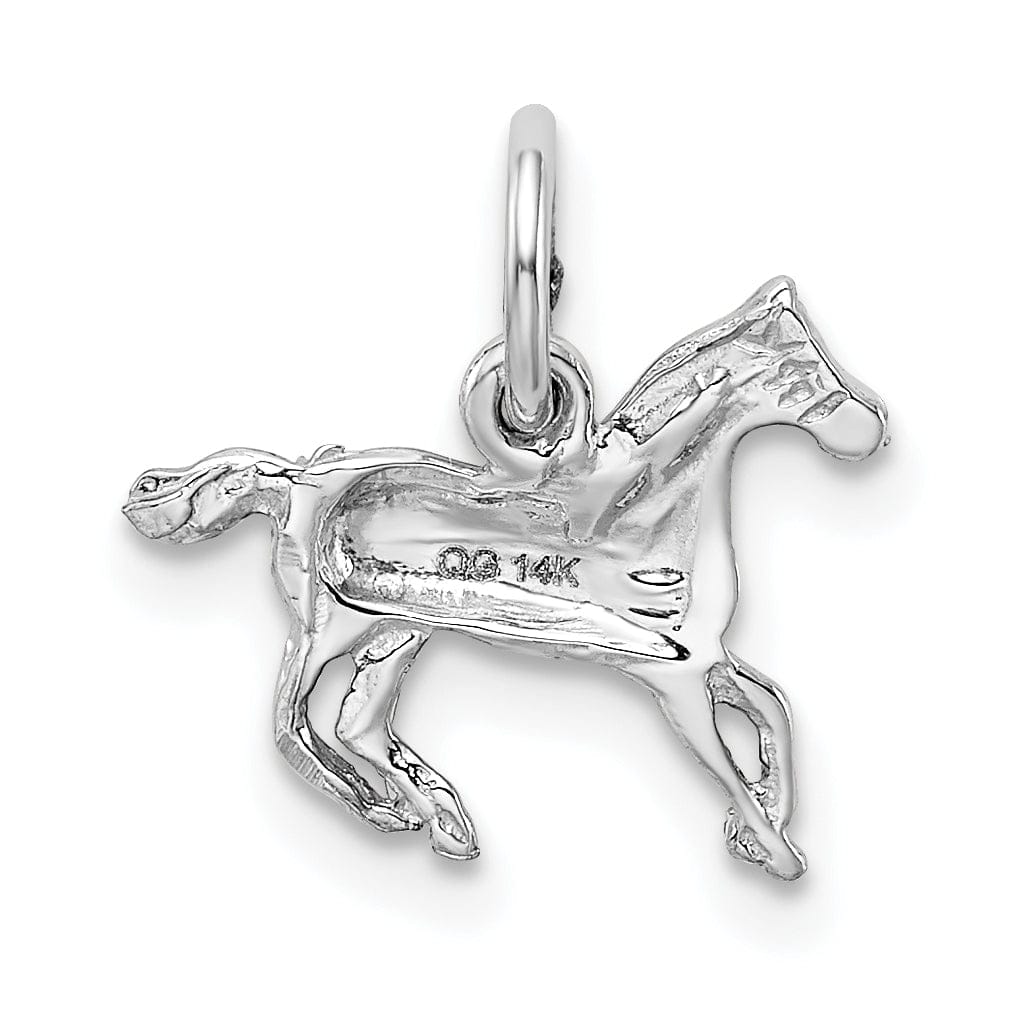 14k White Gold Open Back Solid Polished Finish Horse Charm Pendant
