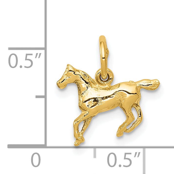 14k Yellow Gold Solid Open Back Polished Finish Horse Charm Pendant