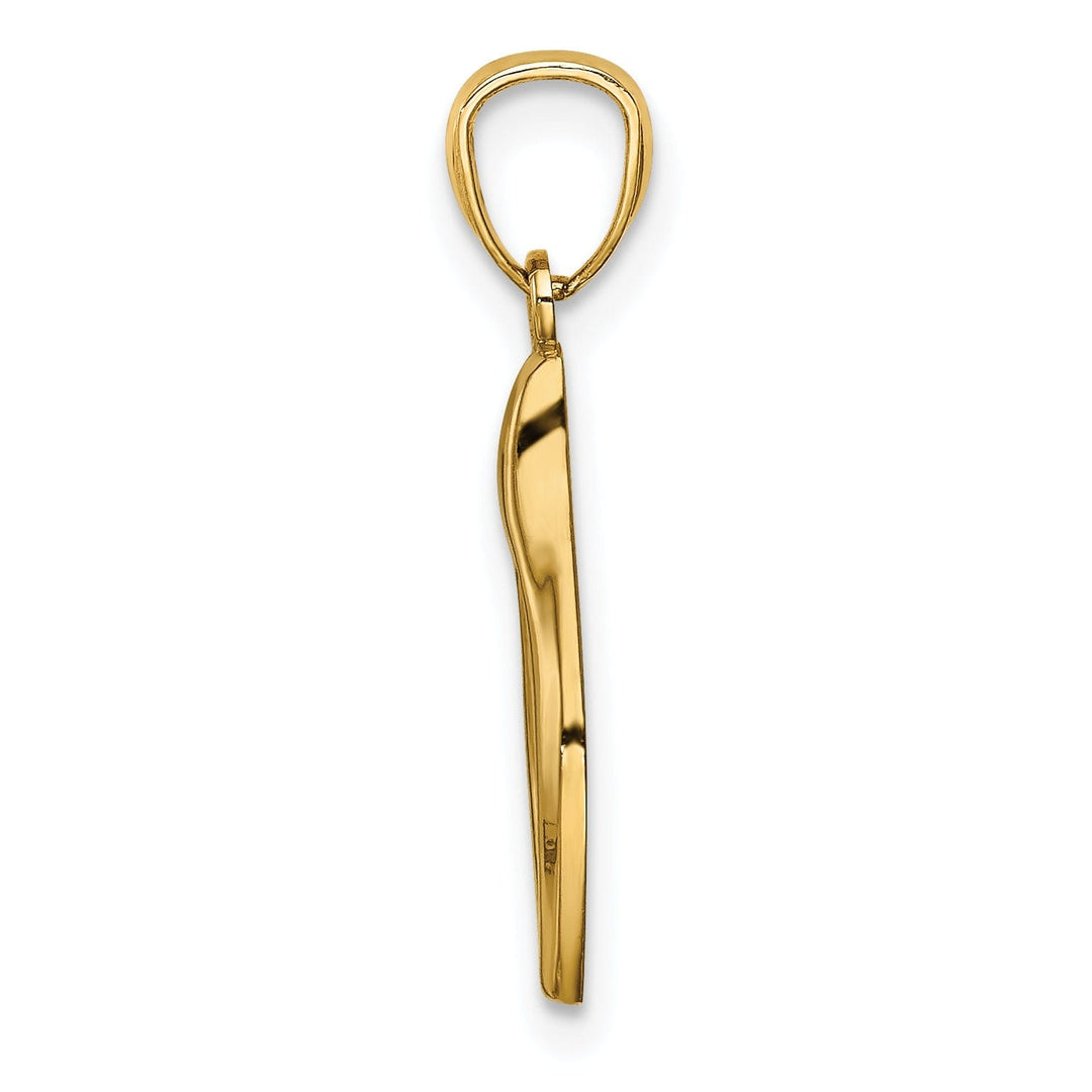14k Yellow Gold Solid Polished Wishbone Design Charm Pendant