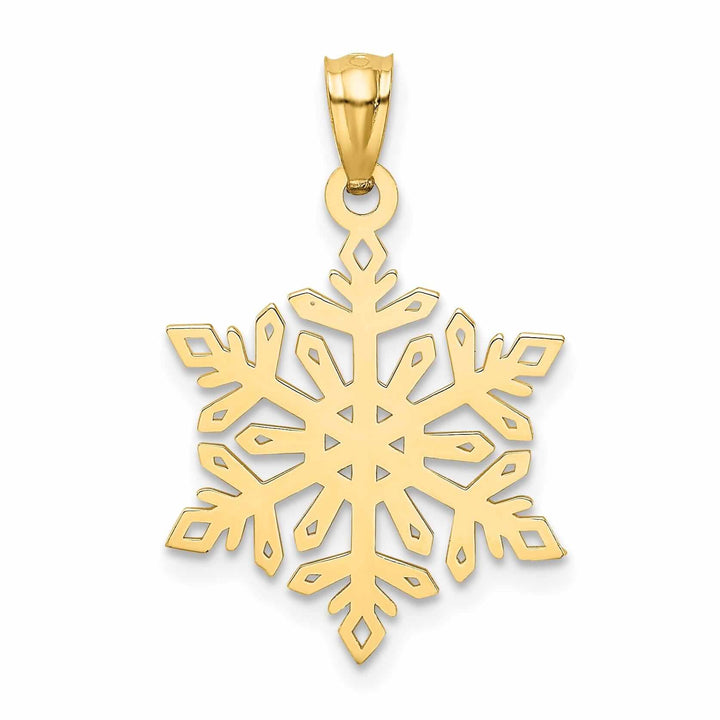 14 Yellow Gold Polished Snowflake Charm Pendant