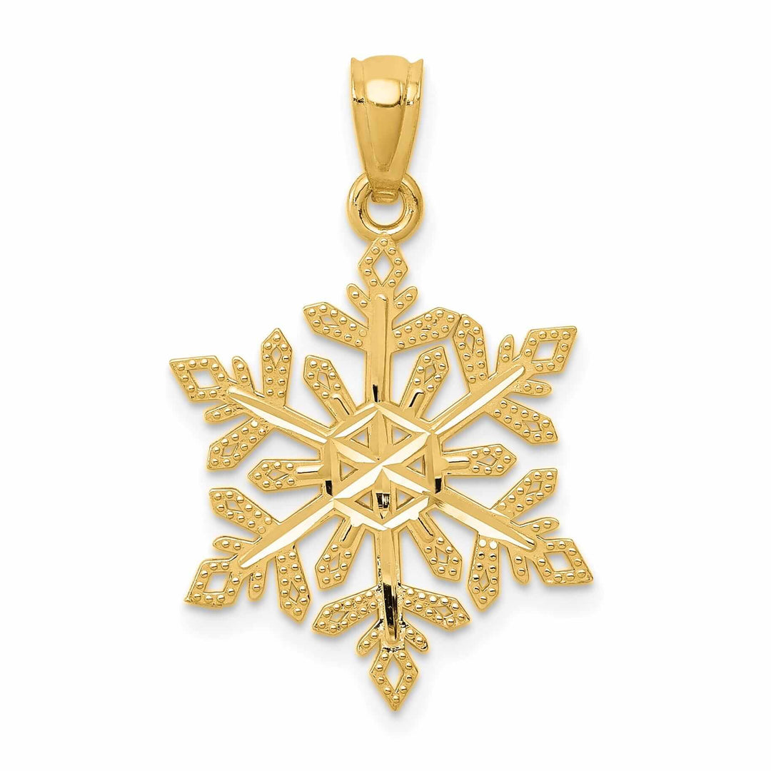 14 Yellow Gold Polished Snowflake Charm Pendant
