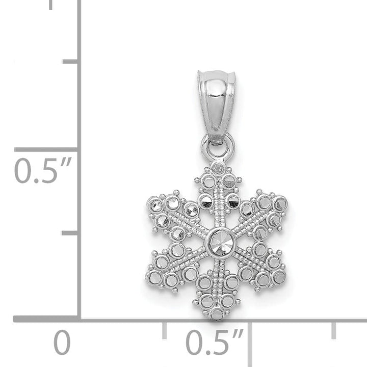 Solid 14k White Gold Snowflake Charm Pendant