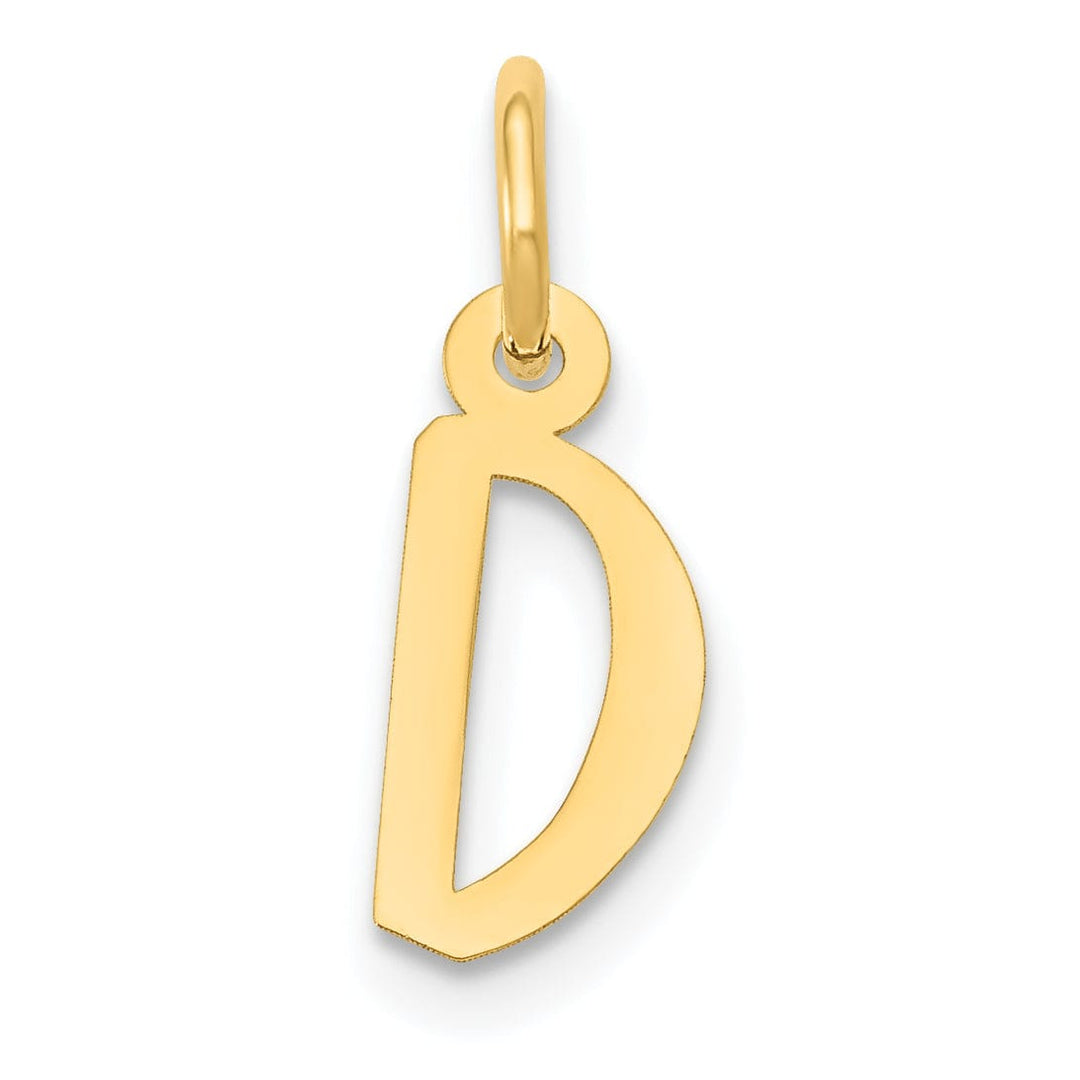14k Yellow Gold Small Slanted Block Letter D Initial Pendant