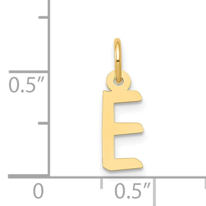 14k Yellow Gold Small Slanted Block Letter E Initial Pendant
