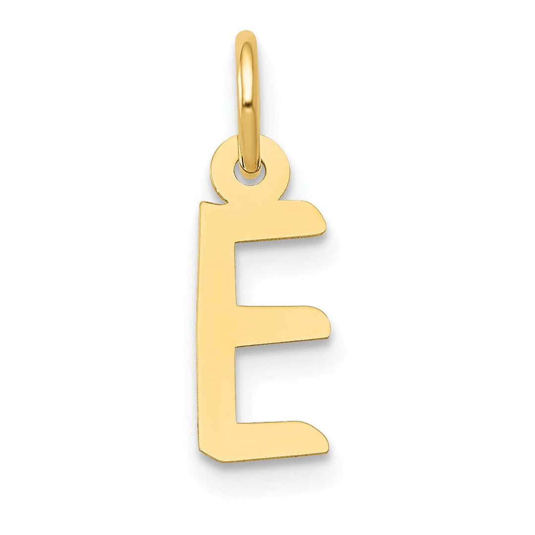 14k Yellow Gold Small Slanted Block Letter E Initial Pendant