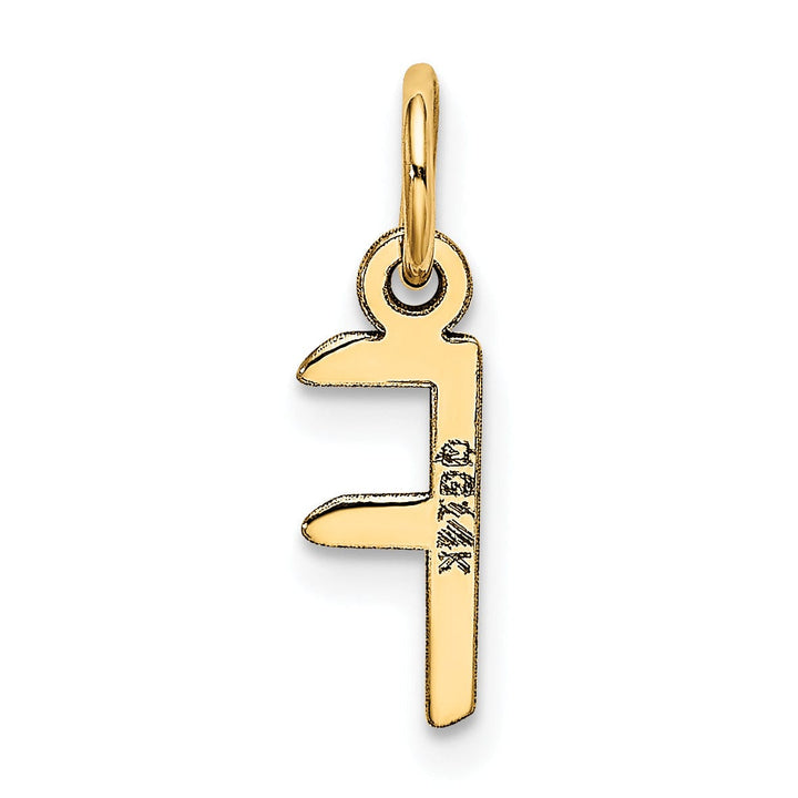 14k Yellow Gold Small Slanted Block Letter F Initial Pendant