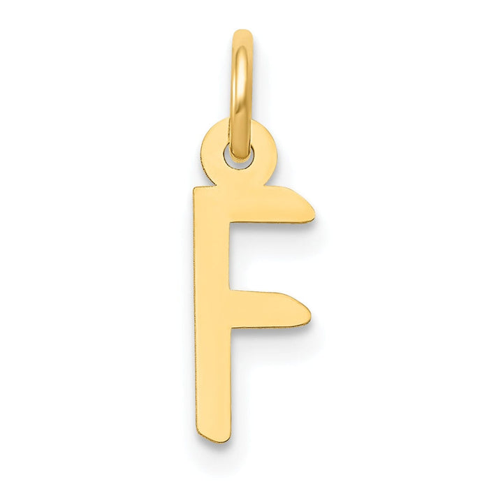 14k Yellow Gold Small Slanted Block Letter F Initial Pendant