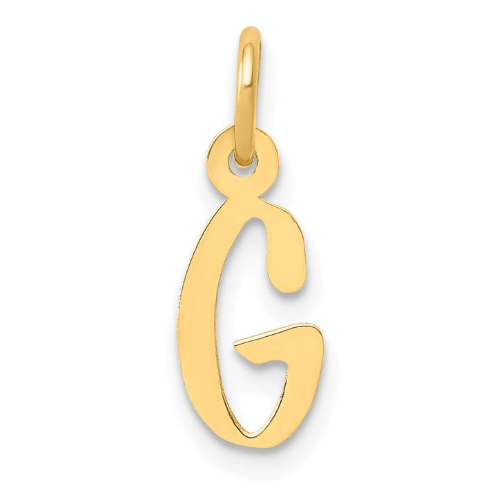 14k Yellow Gold Small Slanted Block Letter G Initial Pendant