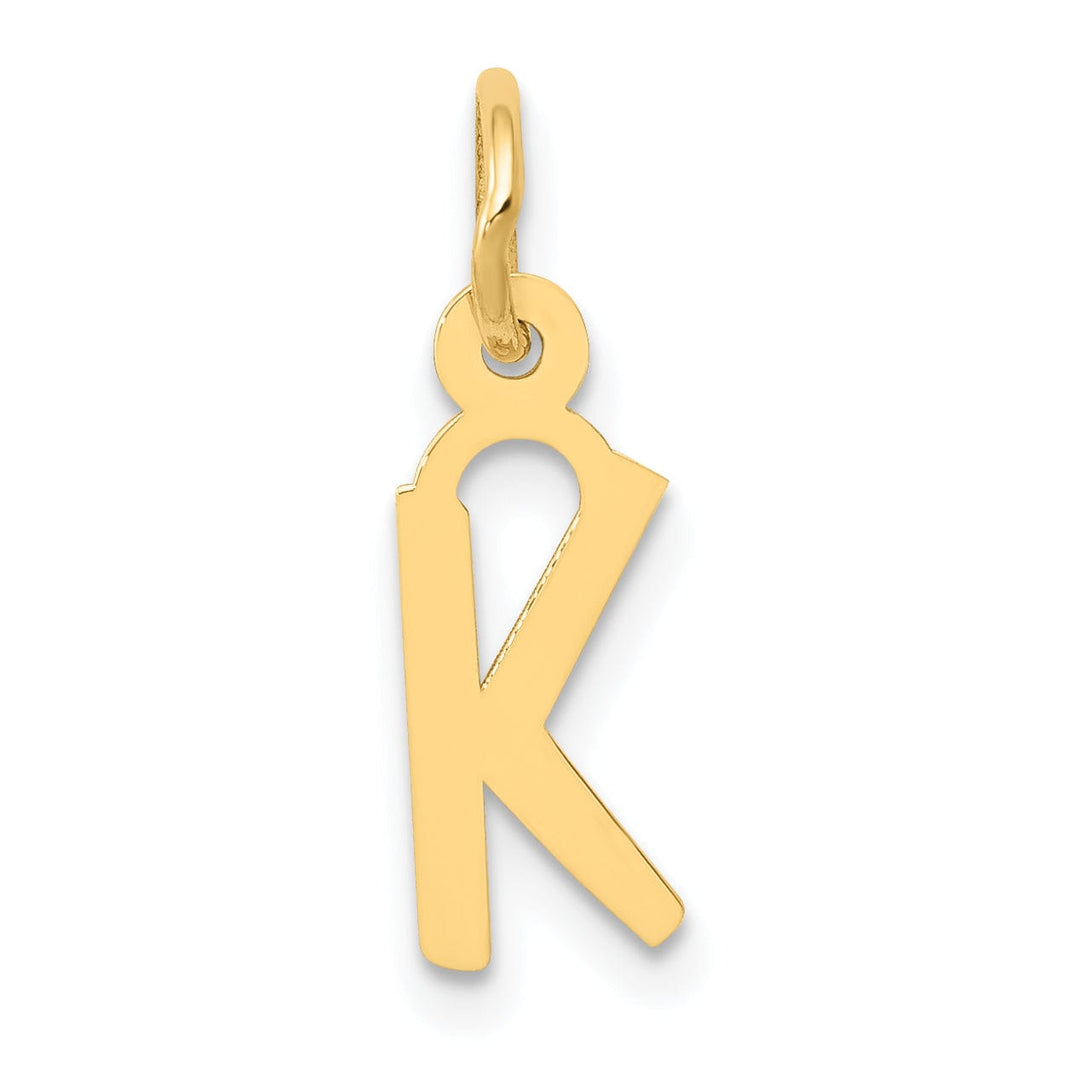 14k Yellow Gold Small Slanted Block Letter K Initial Pendant