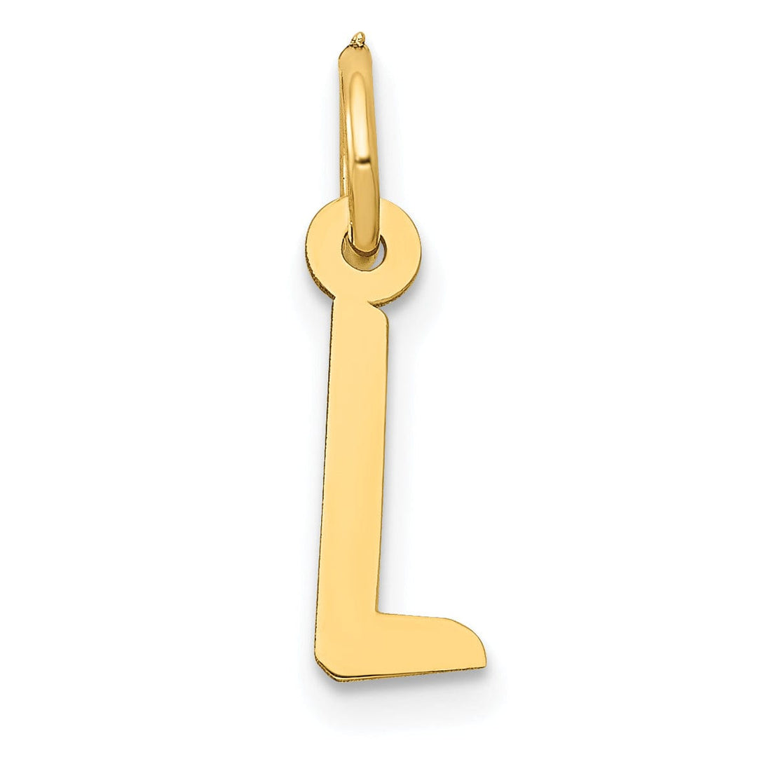 14k Yellow Gold Small Slanted Block Letter L Initial Pendant
