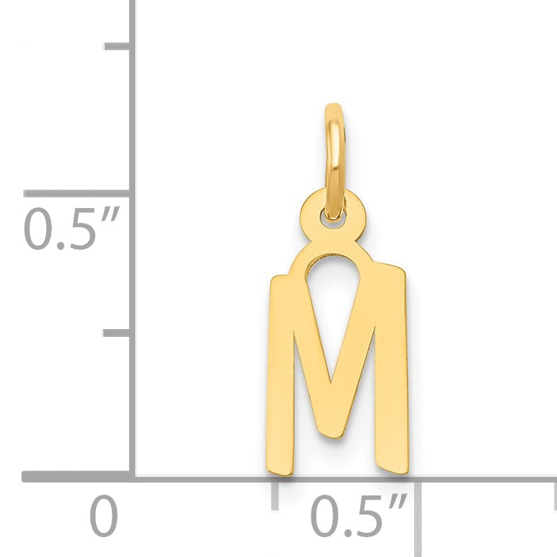 14k Yellow Gold Small Slanted Block Letter M Initial Pendant